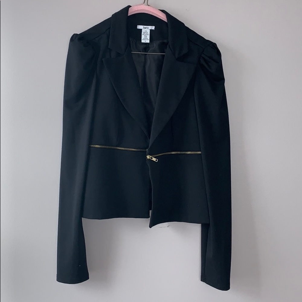 Bar III puff sleeve zipper detailed jacket L